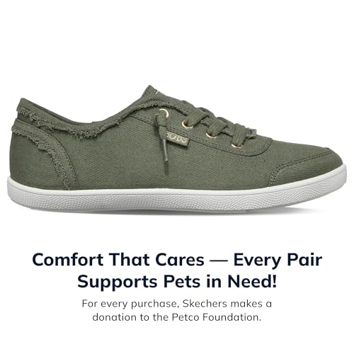 Skechers Women's Bobs B Cute Sneaker – Memory Foam, Flexible Outsole, Lightweight Vegan Shoes, Olive, 8