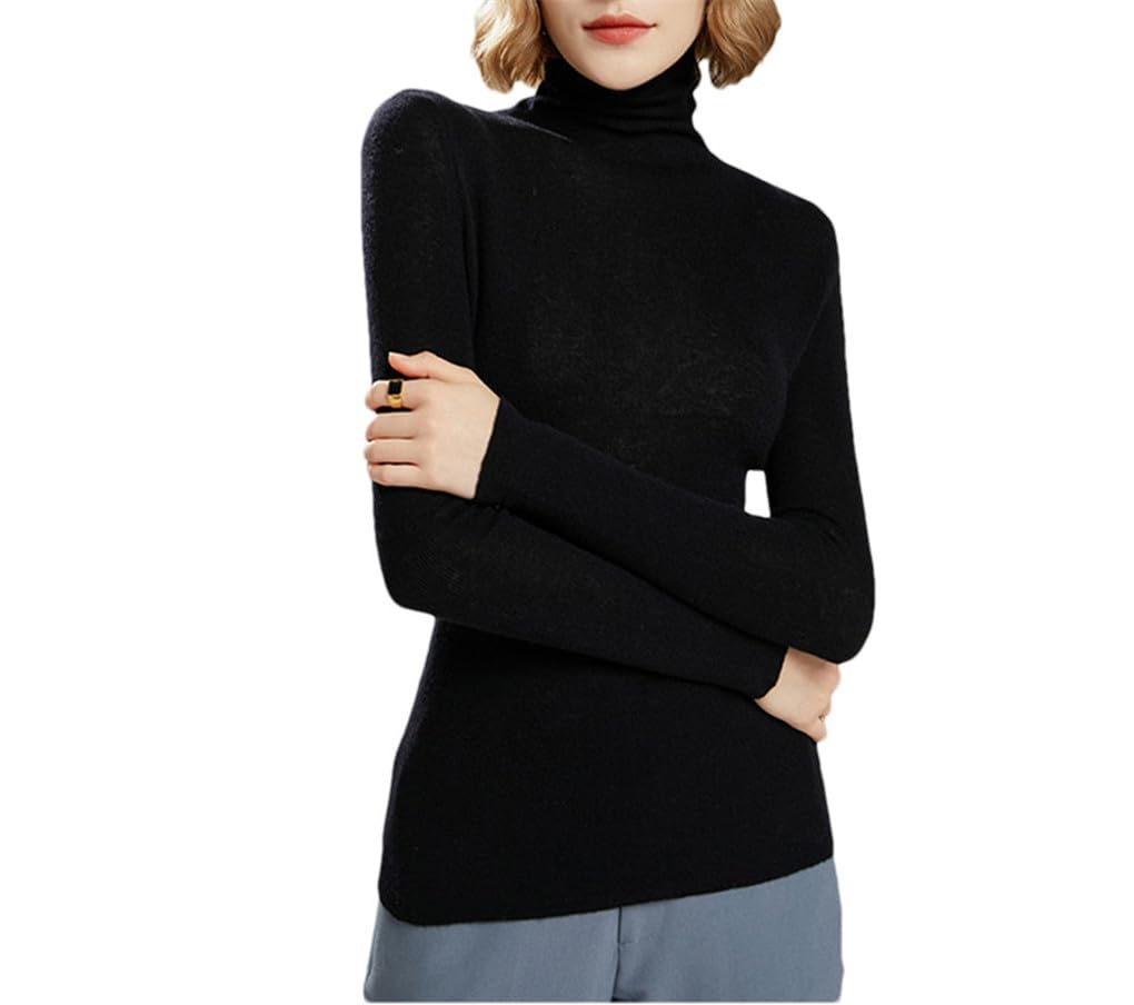 Damski golf wełniany sweter solidny długi rękaw dzianinowy sweter top wąski sweter z dzianiny