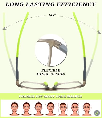 Image of TR90 Blue Light Blocking Reading Glasses with Adjustable Hinges, Cheaters | Flexible Sports Style, Adjustable Hinges, Digital Screen Reading, Computer Office Work, Gaming, Daily Casual Wear