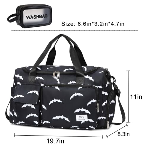 Image of Small Gym Bag for Women, Travel Duffle Bag Carry On Weekender Bag with Shoe Compartment