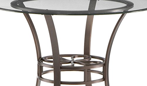 Sei Furniture Lucianna Round Glass Top Dining Table With Metal Frame, Dark Brown #TOP7