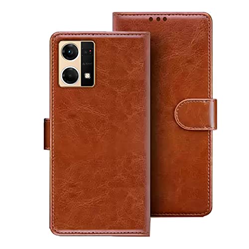 Image of METOO Flip Cover for Oppo F21 Pro 4G flip Cover | Oppo CPH2363 flip Cover | CPH2461 | Brown