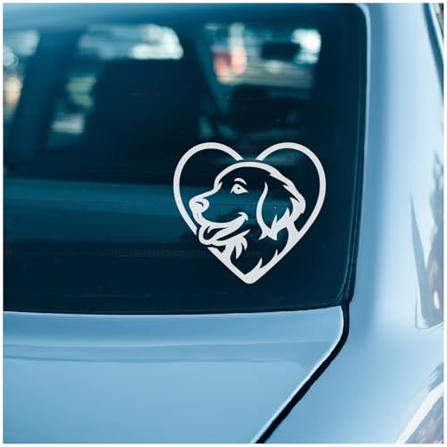 Samunshi® Herz mit Golden Retriever Kopf als Autoaufkleber für Auto Motorrad Helm Fahrrrad Aufkleber Laptop Sticker Herz Form Leidenschaft Vinyl Dekoration 10 x 9,3cm grau