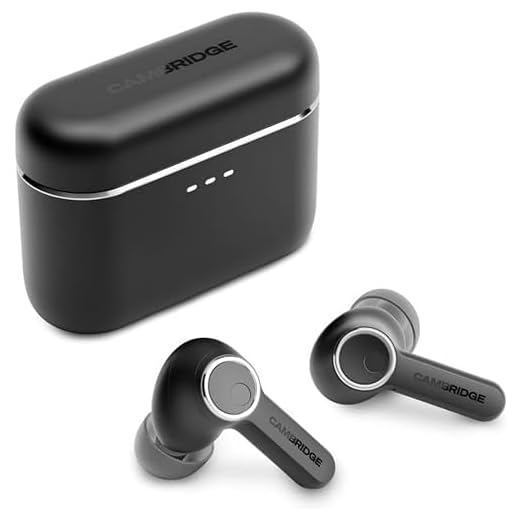 Cambridge Audio Melomania A100 Earbuds – In-Ear True Wireless Kopfhörer mit adaptiver aktiver Geräuschunterdrückung, aptX Lossless Bluetooth, bis zu 39 Stunden Akkulaufzeit mit Ladeetui – Schwarz