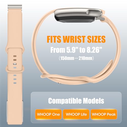 Spapoy Sport Band Compatible with Whoop 5.0 Bands Strap for Men Women, Soft Silicone Adjustable Waterproof Replacement Wristbands for Whoop 5.0 One, Peak and Life [Not for Gen 4]