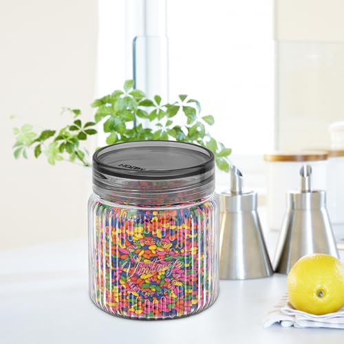 Image of MILTON Olive 750 Airtight Food Grade Modular Plastic Container | BPA Free, Stackable & Transparent | Wide Mouth with See-Through Lid | Ideal for Cereals, Pulses, Spices, Set of 3, 750 ml each, Grey