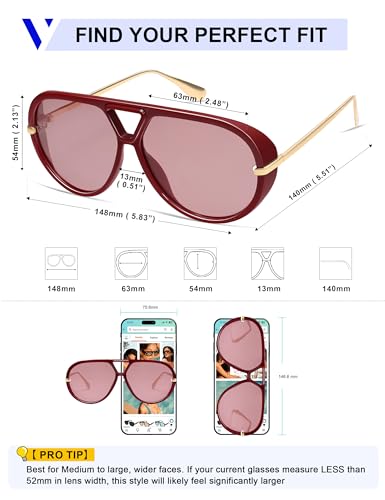 Image of VANLINKER Oversized Trendy Polarized Aviator Sunglasses for Women Men Retro Round Sunglasses Vintage Shield Shades VL9798