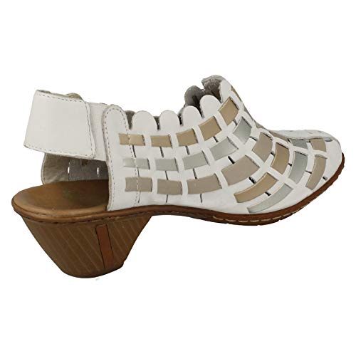 Image of Rieker 46778 Sina Women's Heels - Sling-Backs, Leather Upper, Hand-Woven Design, Anti-Stress Comfort, Flexible Sole, Secure Fit, and Timeless Everyday Style