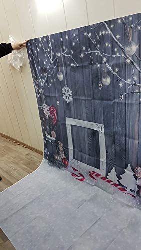 MEHOFOTO Décoration de studio photo de Noël, fond imitation bois avec flocon de neige et cloches de Noël – Image 4