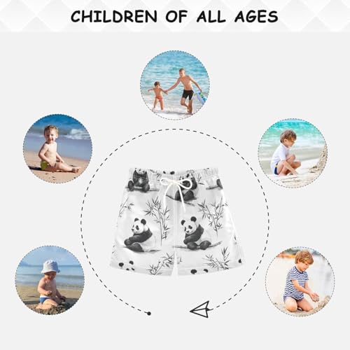 Pigsaly Boys' Swim Board Shorts Funny Watercolor Black White Pandas Boy's Swim Trunks Kids Swimwear 2T 5