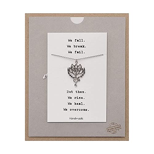 QUINNLYN & CO. Phoenix Om Lotus Flower Pendant Necklace, Handmade