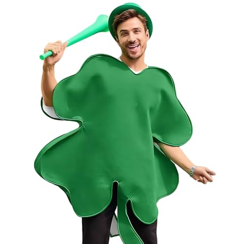 Takingup Trajes del Día de San Patricio, Tréboles de Cuatro Hojas Disfraces del Día de San Patricio para Hombres Adultos Mujeres Tréboles de Duende Verde Traje Divertido Fiesta Cosplay - Disfraz de