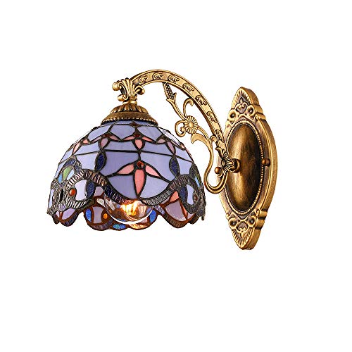 KWOKING Lighting Tiffany Style Vintage Lighting Creative Wall Sconces Lighting Without Pull Chain Switch Mirror Front Wall Lamp Fixture for Corridor, Hallway, Livingroom, Bedroom Style A