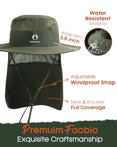 Image of FURTALK Sun Hats for Men Women Fishing Hat with Neck Flap UPF Protection