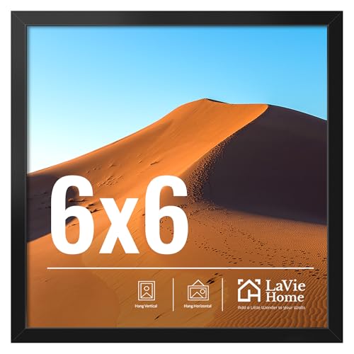 LaVie Home 6x6 Picture Frame for Wall Display, 6x6 Black Picture Frame with HD Plexiglas, 6 x 6 Frame 1 Pack, Display Frame for Vertical or Horizontal, Classic Collection