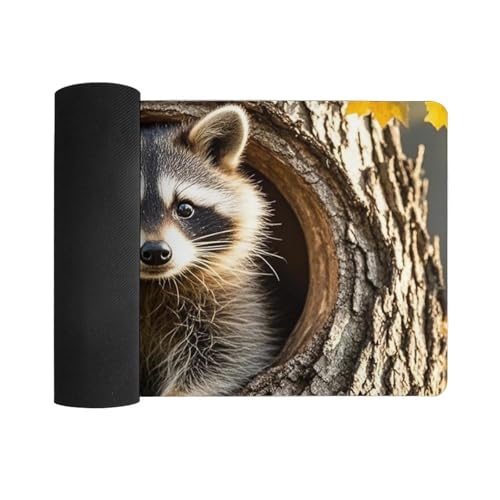 Desk Pad Protector 24x12 Inch Extended Raccoon Tree Hole miniatura 3