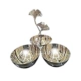 Baoblaze 3-in-1-Snackschalen-Set aus Edelstahl: Servierschalen, Obstschale und Dessertteller für Geburtstage, Ginkgo-Griff