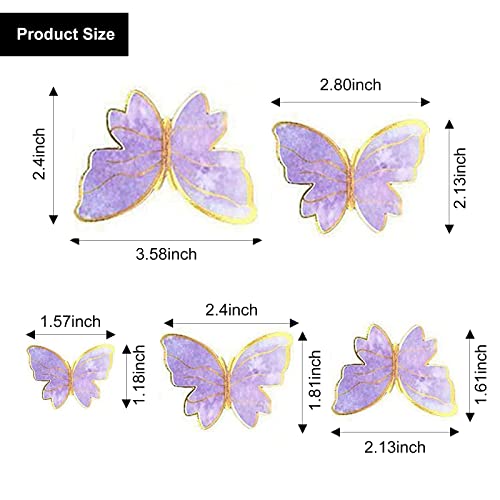 40Pcs Glitter Butterfly Decorations Supplies Golden 3D Butterfly Birthday Cake Toppers Rainbow Cupcake Toppers Butterfly Wall Stickers Room Decorations #TOP5