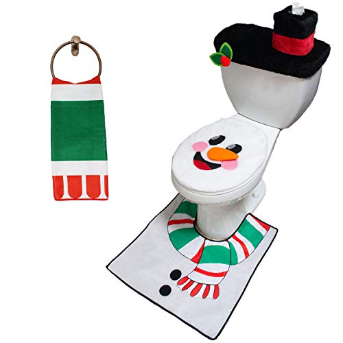 image for JOYIN 10 Pieces Christmas Santa and Snowman Themes Bathroom Decoration