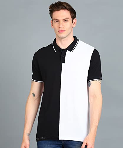 Image of Urbano Fashion Men's Colour-Block Slim Fit Half Sleeve Cotton Polo T-Shirt