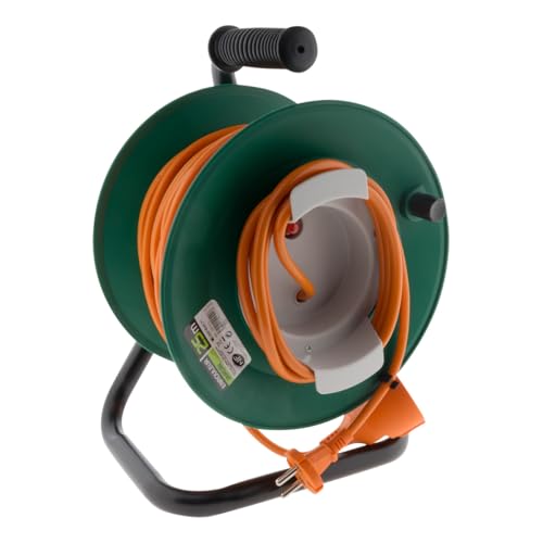 Zenitech - Enrouleur sans Prise 2x1,5 mm² 25m Pied métal + Coupe Circuit