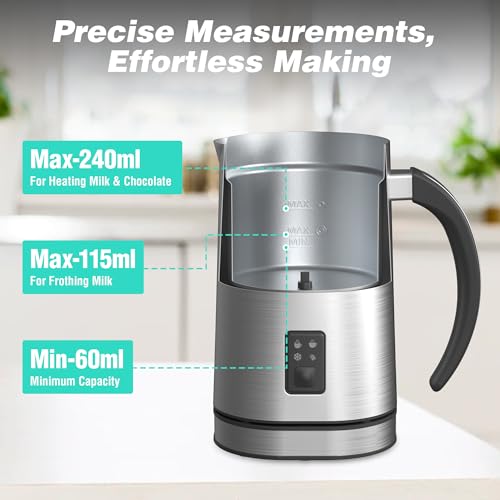 Image of HAUSHOF - 4 in 1 Electric Milk Frother and Steamer Large Capacity Hot Chocolate Machine Automatic Hot and Cold Frothing Machine for Coffee, Milk, Macchiato, Cappuccino