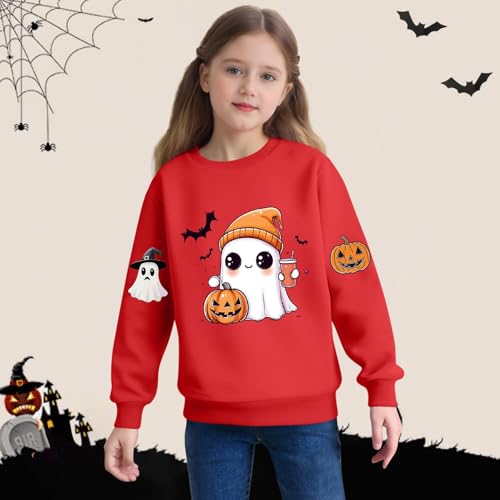 Kids Halloween Sweatshirt 2025 Funny Cute Ghost Pumpkin Graphic Sweater Long Sleeve Vintage Casual Fall Pullover Tops2