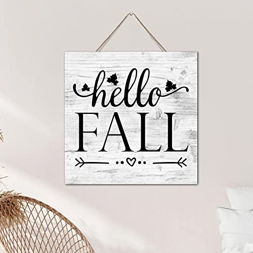 Panneau mural en bois Hello Fall décoration suspendue antique 30cm - 6