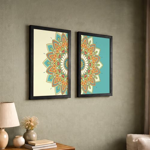Image of NoWorries Mandala Wall paintings for Home decoration & Wall arts for living room, Bedroom and Office (13x19inches) (Mandala Art) Set of 2 Big frames (Art-3)