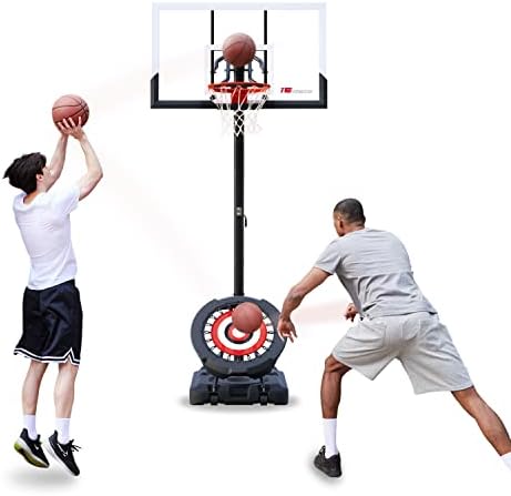 IE Sports Pro Portable Interactive Basketball Hoop Goal System Height Adjustable 7-10 ft for Kids Teenagers Youth and Adults - 54in Backboard Fillable Base with Wheels Indoor Outdoor