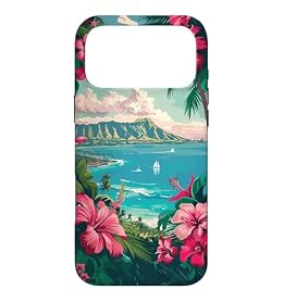 Vintage Hawaii Hawaiian Tropical Hibiscus Flowers Ocean Case for iPhone 17 Pro Max