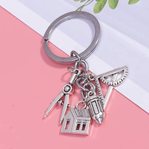 Chaveiro Amosfun para professor de arquiteto, lápis, casa, bússola, geométrico, bolsa, bolsa, pingen