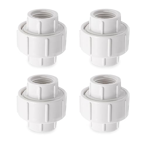 1/2 Inch PVC Pipe Union Fittings (4-Pack)