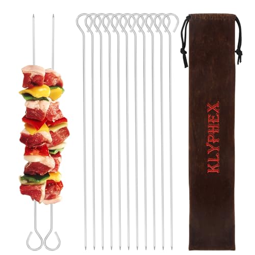 12 12 Pack - Metal Skewers Reusable Kabob Skewers BBQ Barbecue Skewers for Grilling Stainless Steel