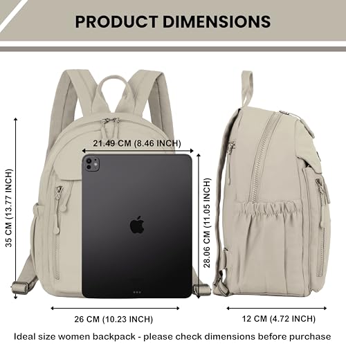 Image of Women Backpack for College, Office, Travel, Daily Use, Outdoor, Lightweight Water Resistant Nylon Stylish Daypack Bag with Multiple Pockets, Adjustable Straps, Durable Zipper