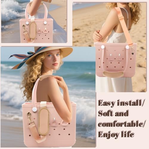 Image of LBU Strap for Bogg Bag Accessories with Handle Wrap, Detachable Shoulder Pad, 2Pcs Key Holders Adjustable Crossbody Shoulder Strap Wrap for XL /Medium /Small Rubber Tote Beach Bog Bags