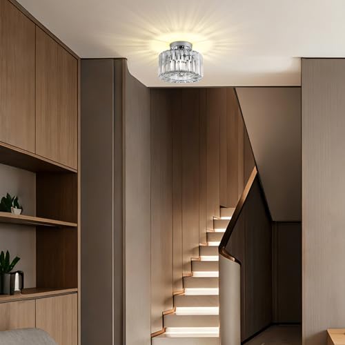 Crystal Ceiling Light - Small Crystal Chandelier Semi Flush Mount Ceiling Light Fixture Modern Lights for Hallway Bathroom Kitchen Entryway (9.05 Inch, Bulb not Included) by FRIDEKO HOME - Image 9
