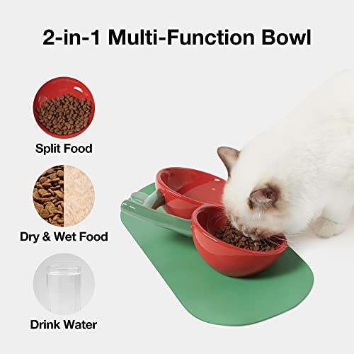 Vetreska Cat Food Bowl Ceramic Cat Bowls For Food And Water Tilted Puppy Cat Feeding Bowl Relieve Whisker Fatigue Cherry Cat Bowls Anti Vomit Wide Shallow Cat Dishes Non-Slip Medium Small Dog Pet Bowl #TOP3