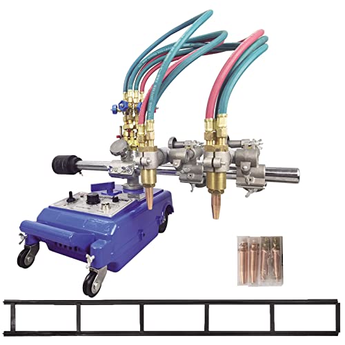 INTSUPERMAI Double Torch Track Gas Cutting Machine Metal Cutting/Beveling Burner Cutter Portable Straight Line Cutting Machine + 6' Track