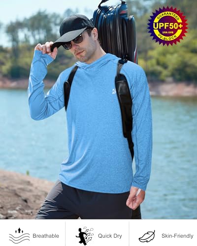Roadbox Mens UPF 50+ Fishing Shirts - Long Sleeve UV Sun Protection Hoodie Outdoor Hiking Shirts for Sports Running image 5