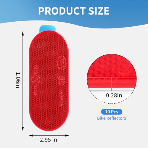 Image of 10 Pack Oval Reflectors Red Self Adhesive Quick Mount for Driveway Fence Gate Posts Trailers Safety Reflectors Automobiles Boats Mailboxes Reflector