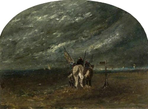 Toile Pêcheur chevauchant David Cox tableau paysage marin déco murale 60x90