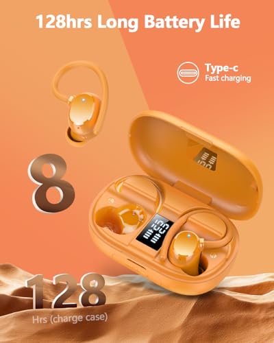 Image of Wireless Earbuds 128hrs Bluetooth 5.3 Headphone Sport, 2026 Bluetooth Earbuds Stereo Deep Bass Over Ear Bud with Earhooks, ENC Noise Cancelling Mic, IPX7 Waterproof Earphone for Workout /Running