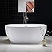 WOODBRIDGE Acrylic Freestanding Bathtub Contemporary Soaking Tub with Brushed Nickel Overflow and Drain BTA1518-B,White, 59