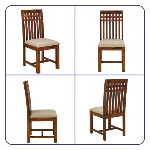 Image of UK FURNITURE Solid Sheesham Wood Dining Table Set with 6 Chairs | Wooden Dinner Table Set for Dinning Room Home & Hotel| Modern Dining Room Set | DIY (Honey 6s, 6 Seater)