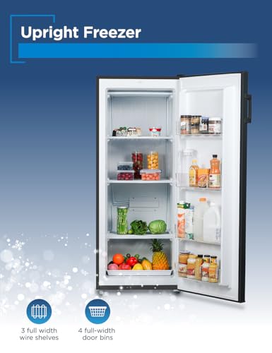 BLACK+DECKER 8.5 Cu. Ft. Upright Freezer, Stand Up Freezer with Mechanical Temperature Control, Freezer Upright with 3 Shelves and 4 Door Bins, Manual Defrost, R600a Refrigerant, BUF850LB, Black on Fridge.com