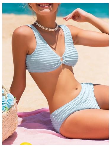 Image of SOLY HUX Girl's V Neck Ring Linked Bikini Sets Bathing Suits Two Piece Swimsuit