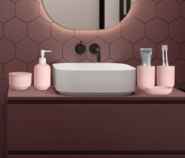 Juegos de lavabo con almacenamiento higiénico y taza de enjuague 3