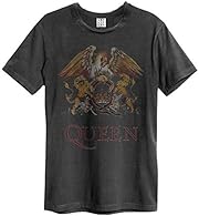 Brand: Amplified Fashionable Amplified Queen Rock Band Vintage T-Shirt with Large Crest Logo Print Design for Men Material: 100 % cotton, colour: grey, print design: logo. Washable at 30 °C Polybag packaging