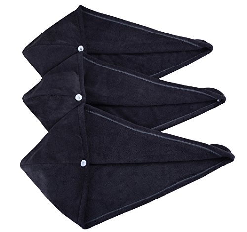 Hopeshine Women's Soft Shower Hair Towel Twist Hair Turban Wrap Drying Cap Great Gift For Women (Dark Grey 3-Pack) #TOP4